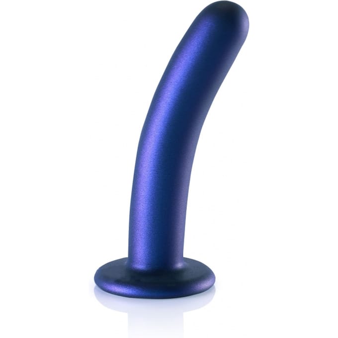 Ouch! by Shots Zachte siliconen G-Spot Dildo - 6'' / 14,5 cm - Metallic - Blauw