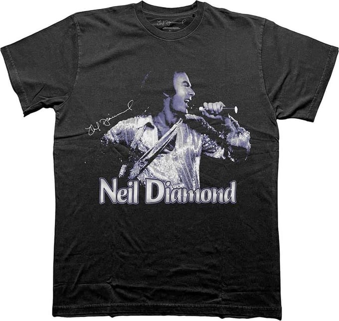 Neil Diamond - Singing Heren T-shirt - S - Zwart