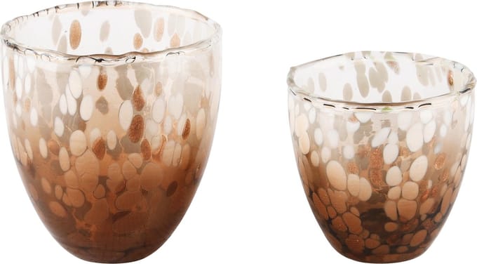 Dekoratief | Set 2 theelichthouders 'Blurred Bronze', glas, 10x10x11cm | A248018