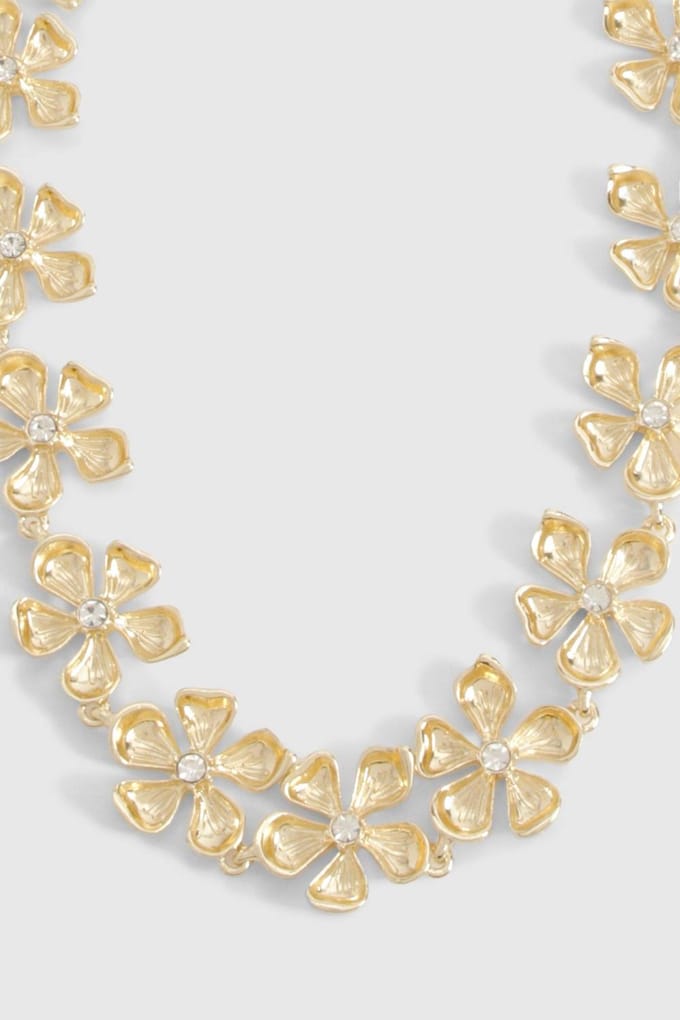 boohoo Dames Statement Versierde Bloemenketting | Gold