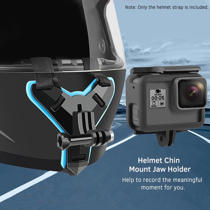 Full Face Helm Kinbevestiging Kaakhouder Motorhelmriem voor Go Pro gray