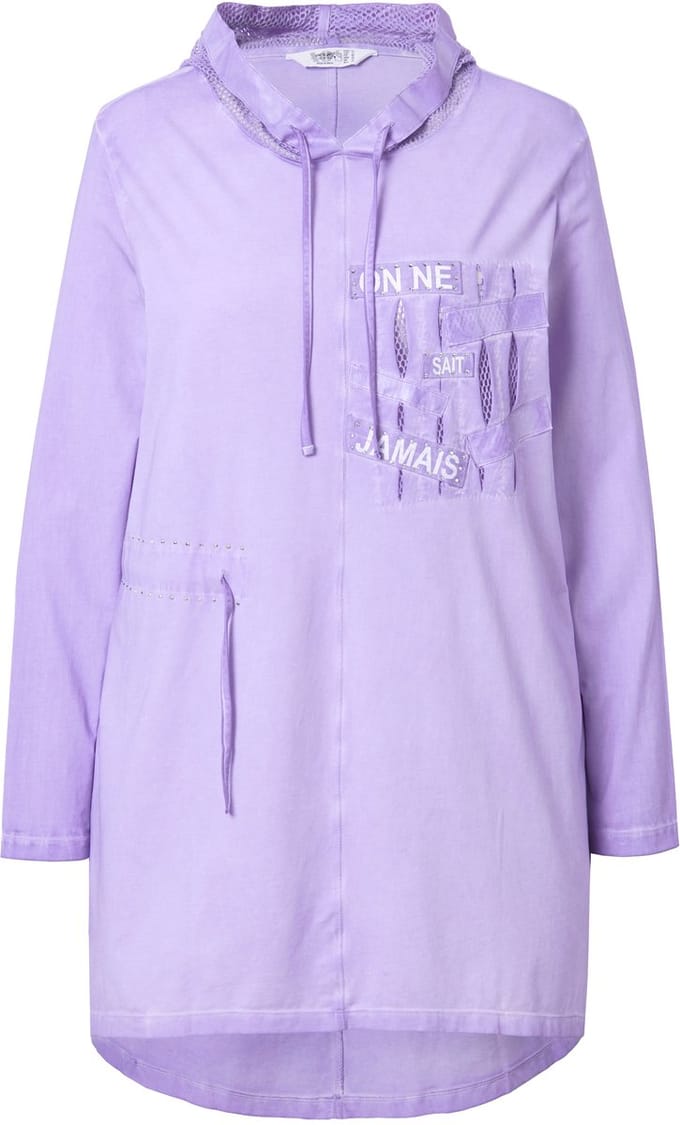 Angel of Style - Dames - Lang sweatshirt oversized capuchon van netstof - Seringpaars - Maat 54