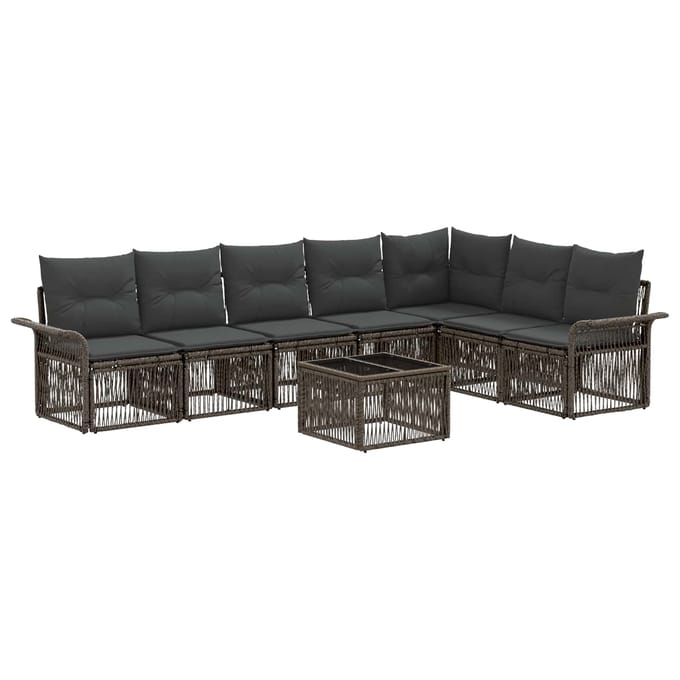 vidaXL - Tuinbank - Set - 8 - st - Grijs - poly - rattan