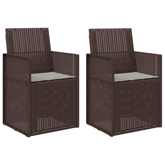 vidaXL - Tuinstoelen - 2 - st - Bruin - en - lichtgrijs - PP