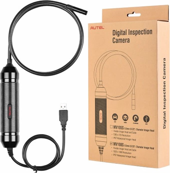 Autel MaxiVideo MV108S 2023 - Inspectiecamera - Endoscoop - 8.5 mm - Windows - Led verlichting - USB
