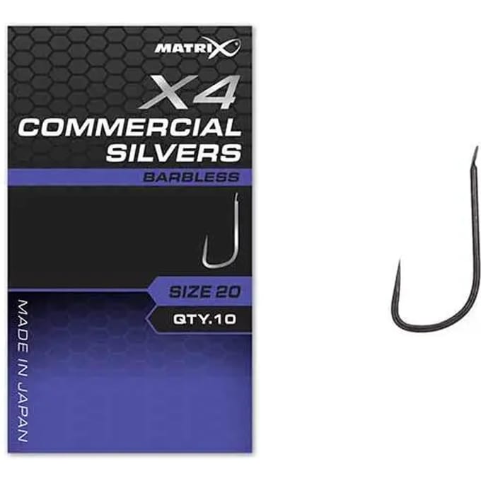 Matrix X4 Commercial Silvers Spade-Barbless (10 pcs) - Maat : 20