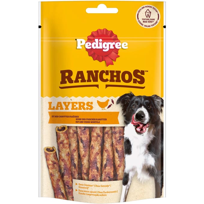 Voordeelpakket: 8x60g Pedigree Ranchos Layers Kip Hondensnacks