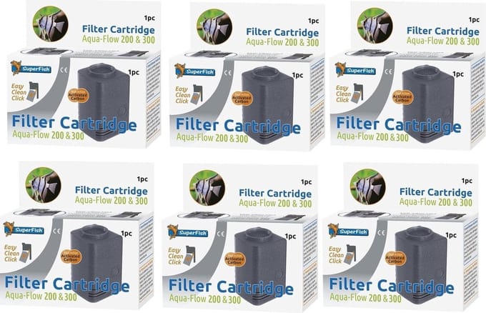 Superfish - Aquaflow 200/300 Easy Click Cartridge - Aquariumfilter - Navulling - 6 stuks - Bulk Verpakking