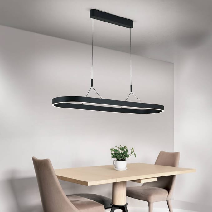 ORION Carrara LED hanglamp, zwart, in hoogte verstelbaar, CCT