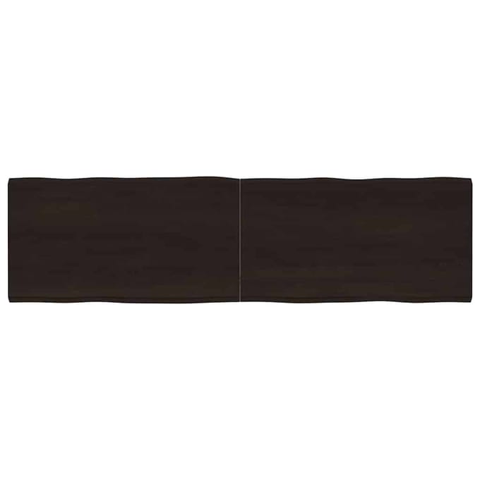 vidaXL - Tafelblad - natuurlijke - rand - 180x50x(2-4)cm - eikenhout - donkerbruin