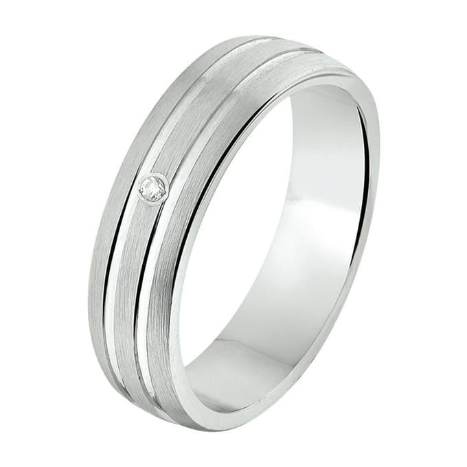 Gerhodineerd Zilver Ring A304 - 5 Mm 0.01Ct H Si 1315566