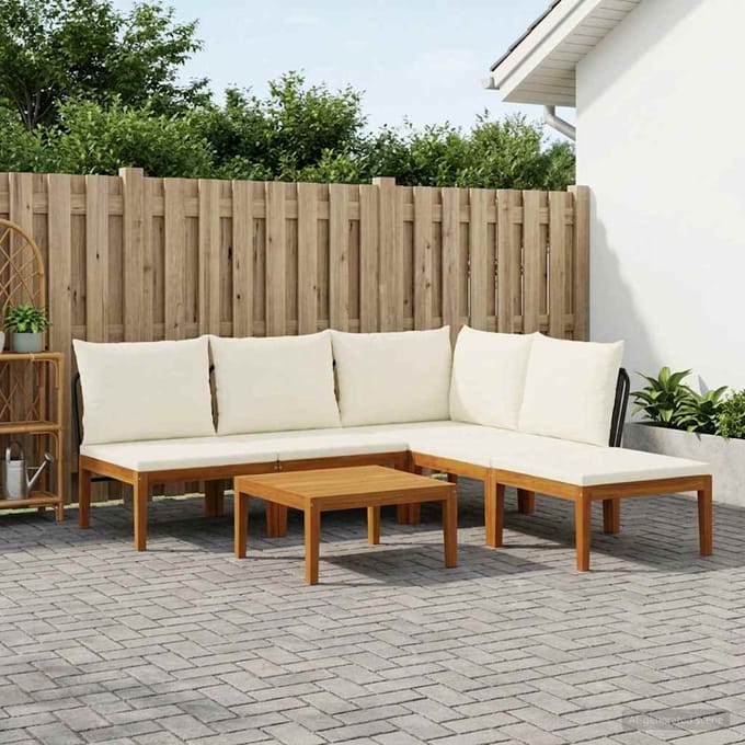 vidaXL - 6 - st - Massief - acaciahout - & - touw - Naturel