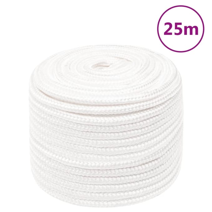 vidaXL - Boottouw - 12 - mm - 25 - m - polypropyleen - volwit