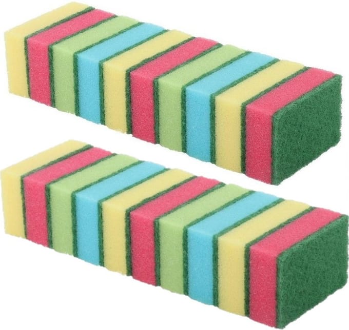 Schuursponsjes - huishoudsponsjes - 9 cm - 60x stuks - gekleurd