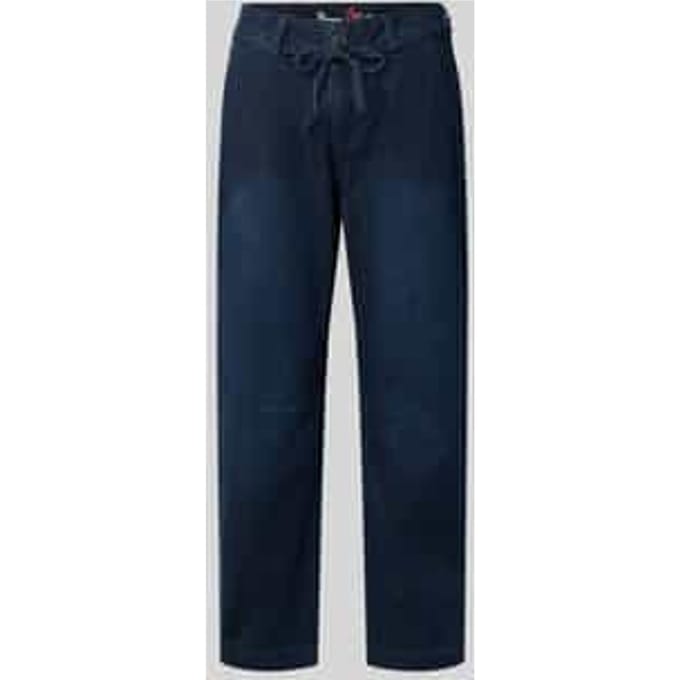 Barrel fit jeans met franjes en vetersluiting