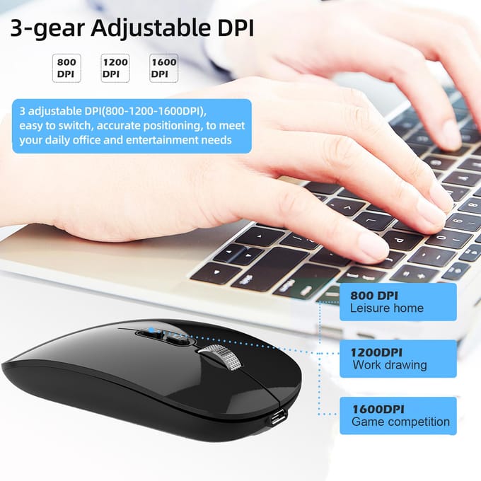 M103 2.4G+BT5.1 Draadloze Dual-mode Muis Ergonomische Kantoormuizen 3-standen Instelbare DPI Ingebouwd grijs
