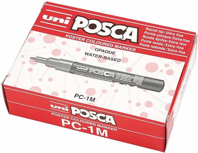 Posca Marker, afm PC-1M, lijndikte 0,7 mm, extra-fijn, diverse kleuren, 12 stuk