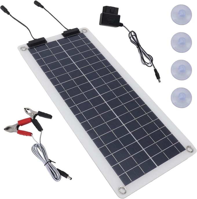 Zonne Acculader - Druppellader Paneel - Accu Onderhoud - Waterdicht Ontwerp - 100W - Zwart