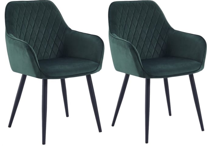 Colenis® - Beverly Eetkamerstoel - Set Van 2 - Groen - Fluweel - Velvet - Industrieel - Met armleuning