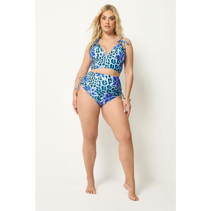 Yours Blauwe Corrigerende Bikinislip Met Hoge Taille Size 48