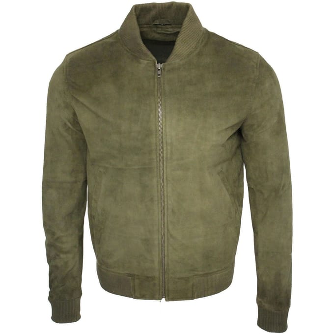 Varsity zacht suède leren bomberjack