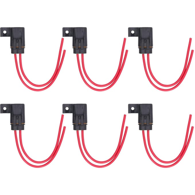6 Pièces Porte-fusible en ligne IP66 Étanche 12AWG 30A Lame Faisceau de câblage pour Bateau Voiture black