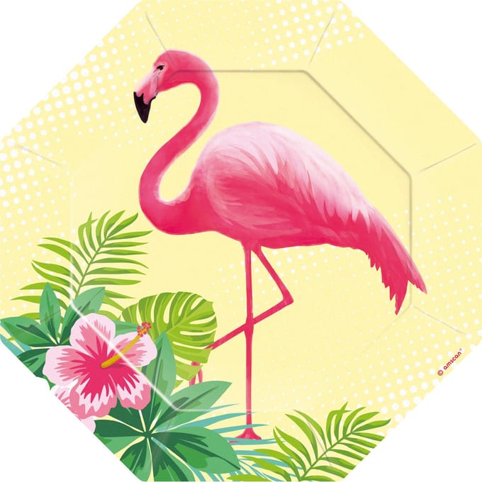 Amscan - 6 Plates formshaped Flamingo Paradise 18cm