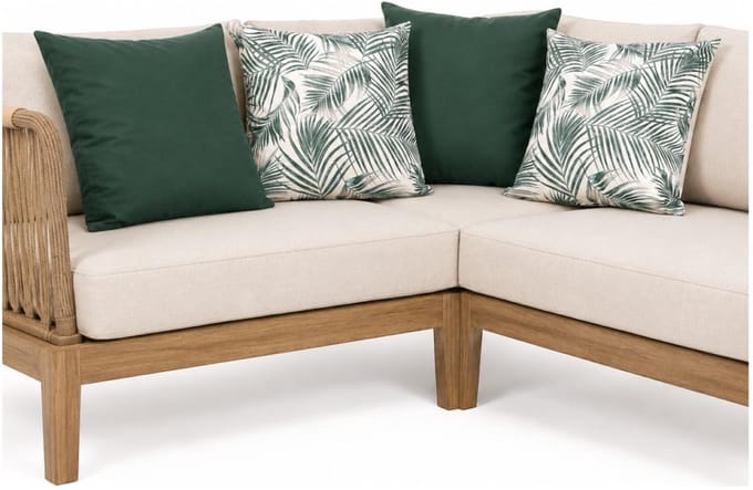 Anna Collection Bank/sier/tuin kussens - binnen/buiten - set 4x stuks - groen/palm print - 45 x 45 cm