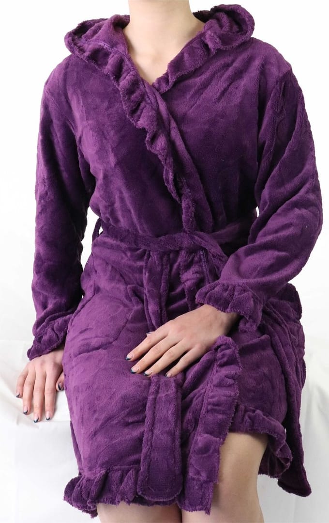 Tenderness Dames Badjas - Fleece - Capuchon - Paars - Maat M