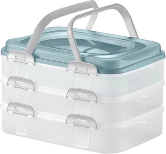 Voedselcontainer Domotti Dolce-mix van drie verdiepingen blauw