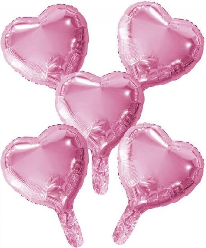 Folieballonnen hartjes set pink (5 stuks)