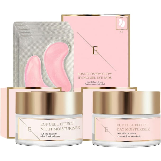 EGF Cell Effect dag Moistruseir + EGF Cell Effect nacht Moisturier + Rozenbloesem oogpads