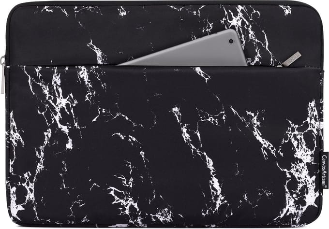 Canvas Artisan Laptopsleeve 14 inch - Laptophoes - Black Marble