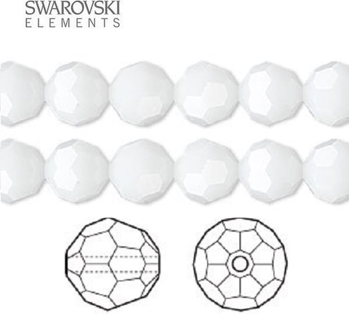 Swarovski Elements, 18 stuks Swarovski ronde kralen, 8mm, white alabaster, (5000)