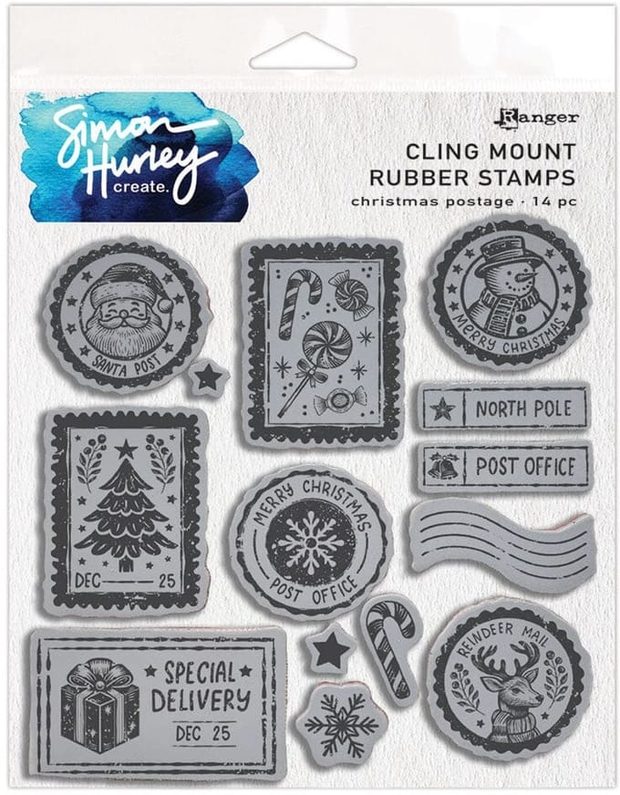 Simon Hurley rubber stamp - Christmas postage