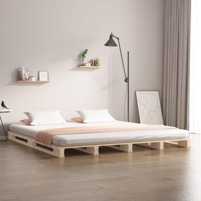 vidaXL - Palletbed - massief - grenenhout - 200x200 - cm