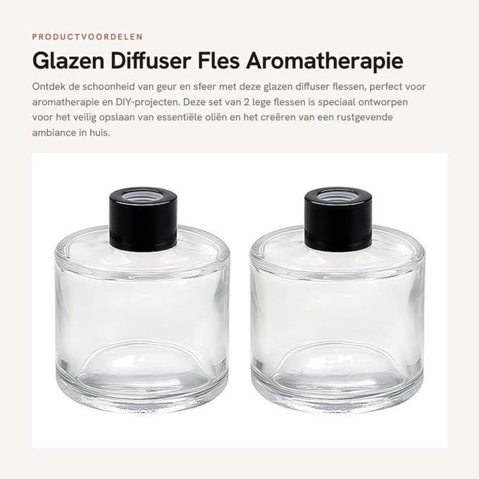 Dailygoods- Diffuser Fles 50ml - 2 Stuks - Lege Glazen Container - Aromatherapie Pot - DIY Geur Accessoires - Transparant Glas