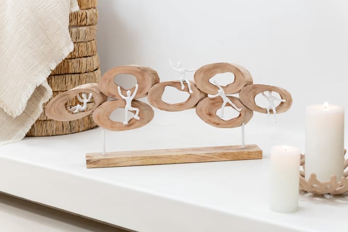 J-Line decoratie Figuurs 5 In Ring - hout - naturel
