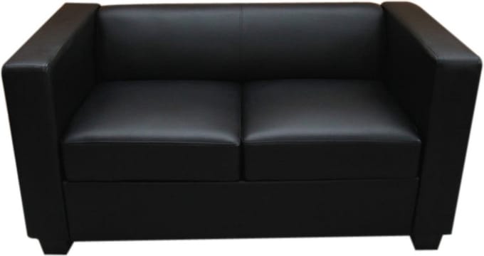 2-zits bank loungebank Lille ~ leder, zwart