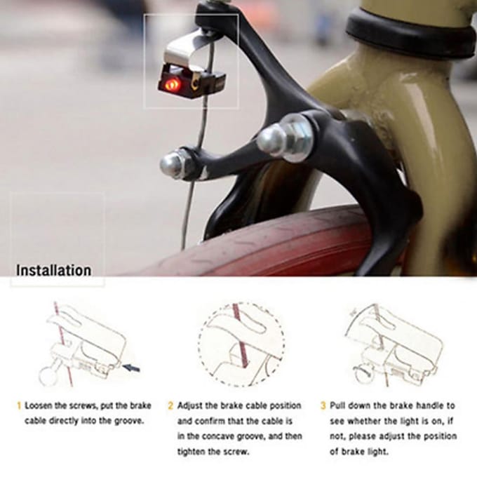 Universele fietsremlichtbevestiging Fietsachterlicht LED-veiligheidswaarschuwingslampen beige