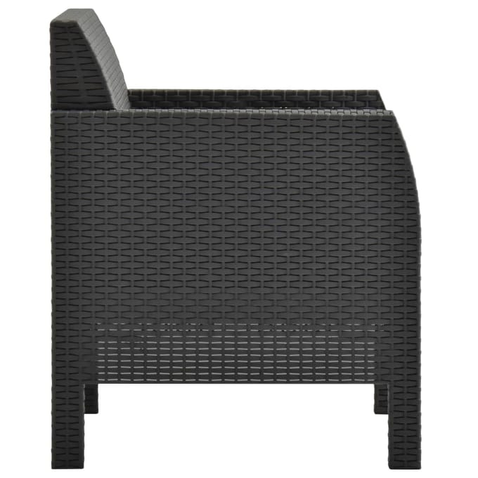vidaXL - Tuinstoel - met - kussen - antraciet - 63x65x76 - cm - PP - rattan
