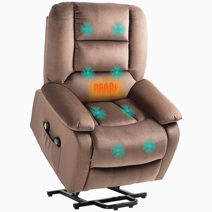 HOMCOM - Relaxfauteuil - met Ligfunctie - Massagefunctie - Bruin