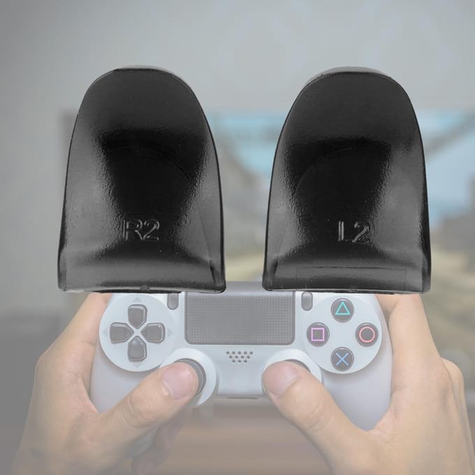 2 STUKS Set Duurzame R2 L2 Knoppen Trigger Extender Verlenging voor PS4 Controller (Zwart) zwart