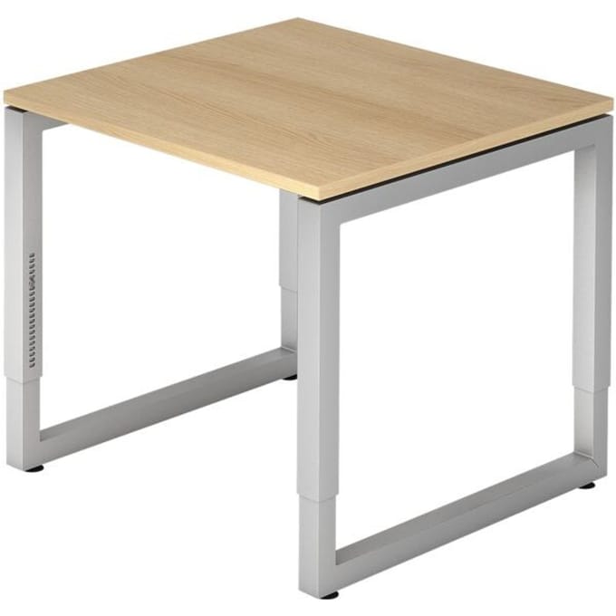 REGO 8 S | Bureau - 80 x 80 Eiken/Zilver Tafelhoogte I In hoogte verstelbaar