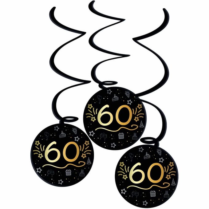 Folat - Shining glam swirls 60 jaar - 3 stuks