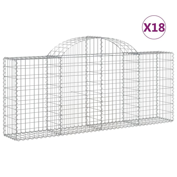 vidaXL - Schanskorven - 18 - st - gewelfd - 200x30x80/100 - cm - ijzer