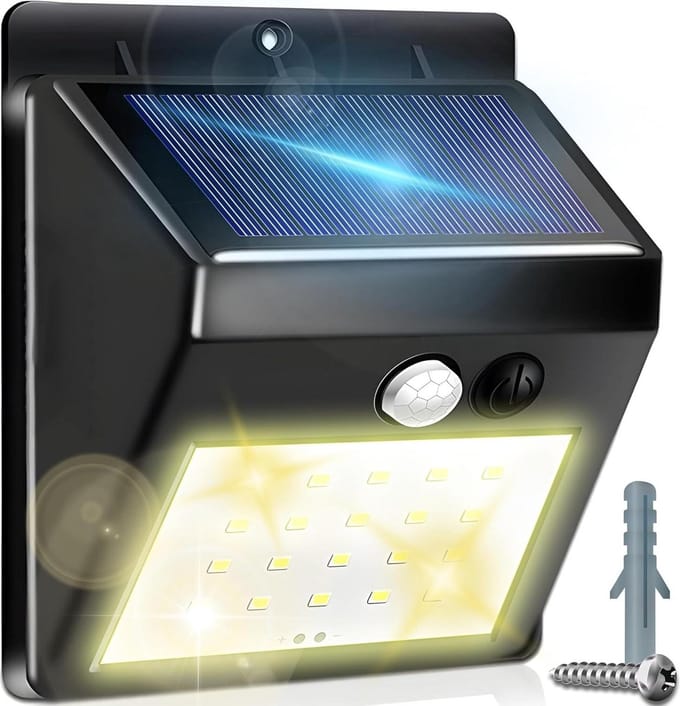 Motion Sensor Solar Powered Lights - Waterproof LED Solar Outdoor Light for Garden Wall - Super Bright Outdoor Safety Wall Light