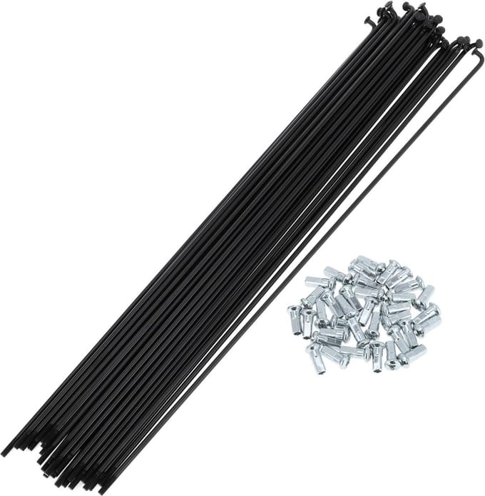 Set Fietswiel Spaken 12G 288mm Koolstofstaal Zwart