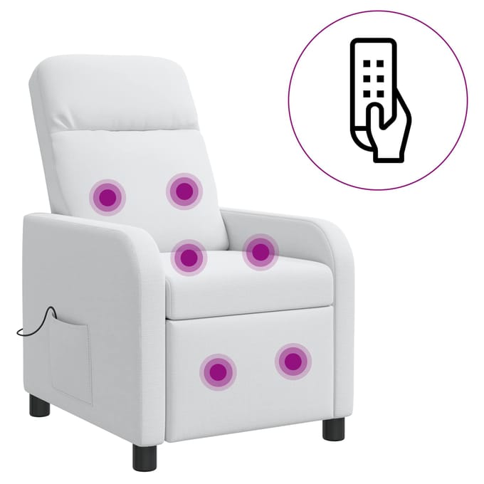 vidaXL - Massage - Relaxstoel - Wit - Stof