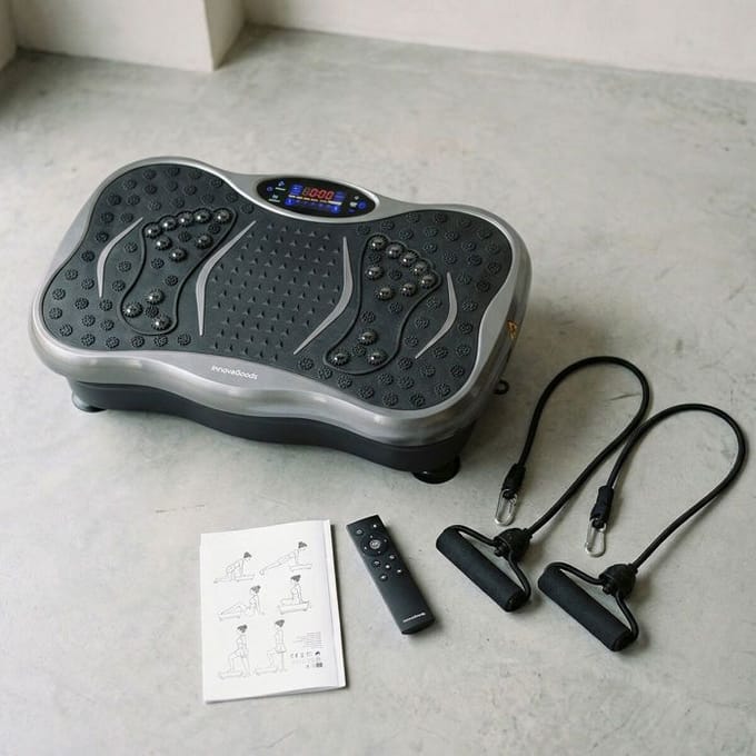 Vibratieplatform met Bluetooth-luidspreker, weerstandsbanden, afstandsbediening, oefengids InnovaGoods